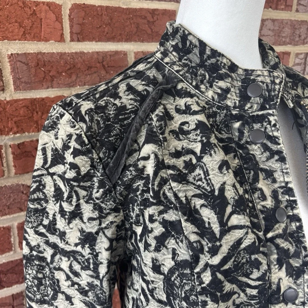 Free People Black Floral Jacquard Moto Jacket 4 Fairy Goth Follow the‎ Flock